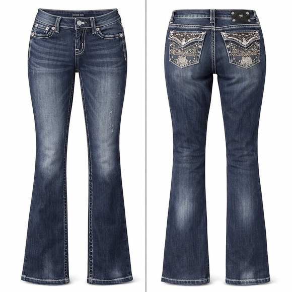 Miss Me women 29 SKINNY jeans Medium Wash PINK EMBELHISHMENTS THICK STITCH - Picture 2 of 10